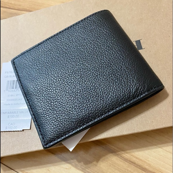 💯NEW/OUTSTOCK🆕Coach Men Wallet/with ID window/black/leather - Picture 3 of 5